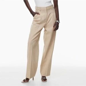 Aritzia Agency Beige Wide-Leg Women's Pants 0